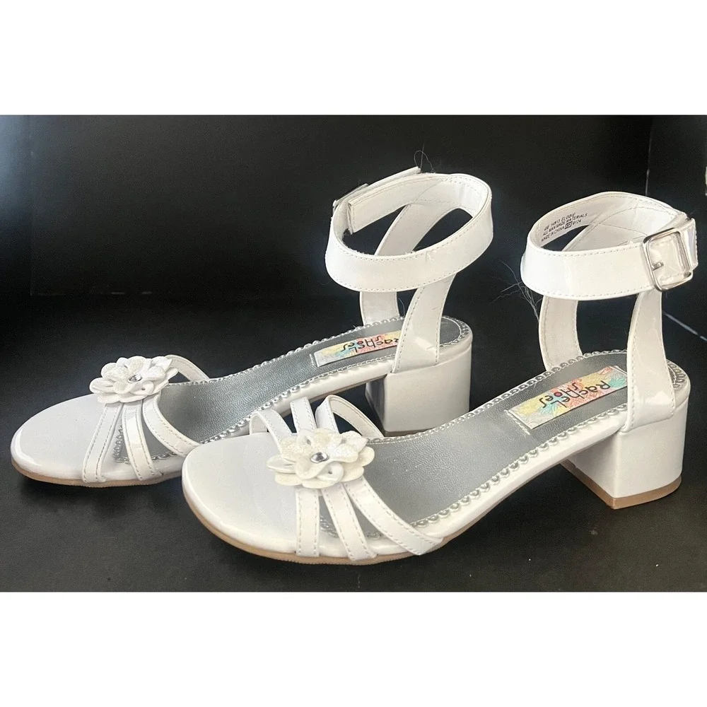 EUC Rachel Shoes Elodie White Girls Sandal Heel Size 4M